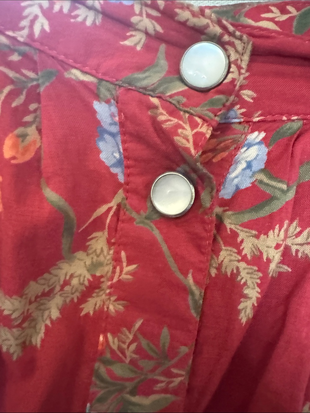 Vintage Lauren Ralph Lauren Indian cotton Floral Midi Snap-Front Skirt - Picture 3 of 8